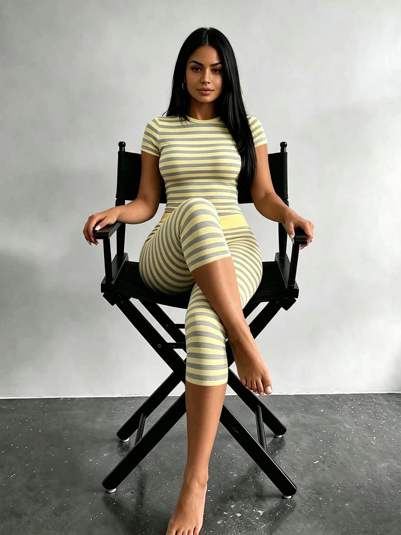 Zova™ 2 Piece Casual Outfit Striped Tops High Waist Pants Set