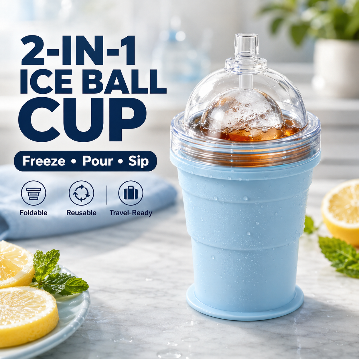 Frovia™ Foldable Ice Ball 2in1 Portable Cup
